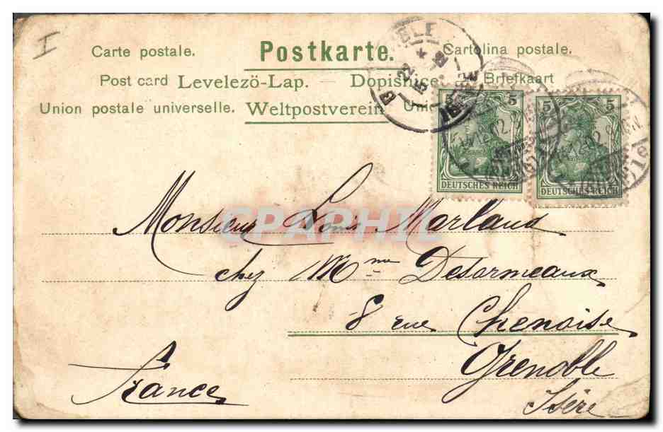 CPA Fantaisie Coeur Horloge Fer a cheval — Rückseite