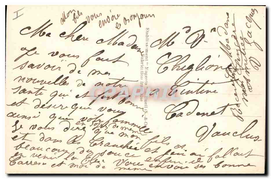 CPA Fantaisie Coeur Enfant — Verso