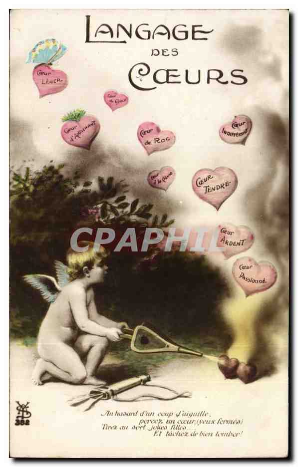 CPA Fantaisie Coeur Langage des coeurs Ange Enfant