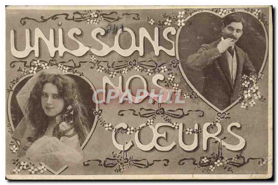 CPA Fantaisie Coeur Femme Unissons nos coeurs