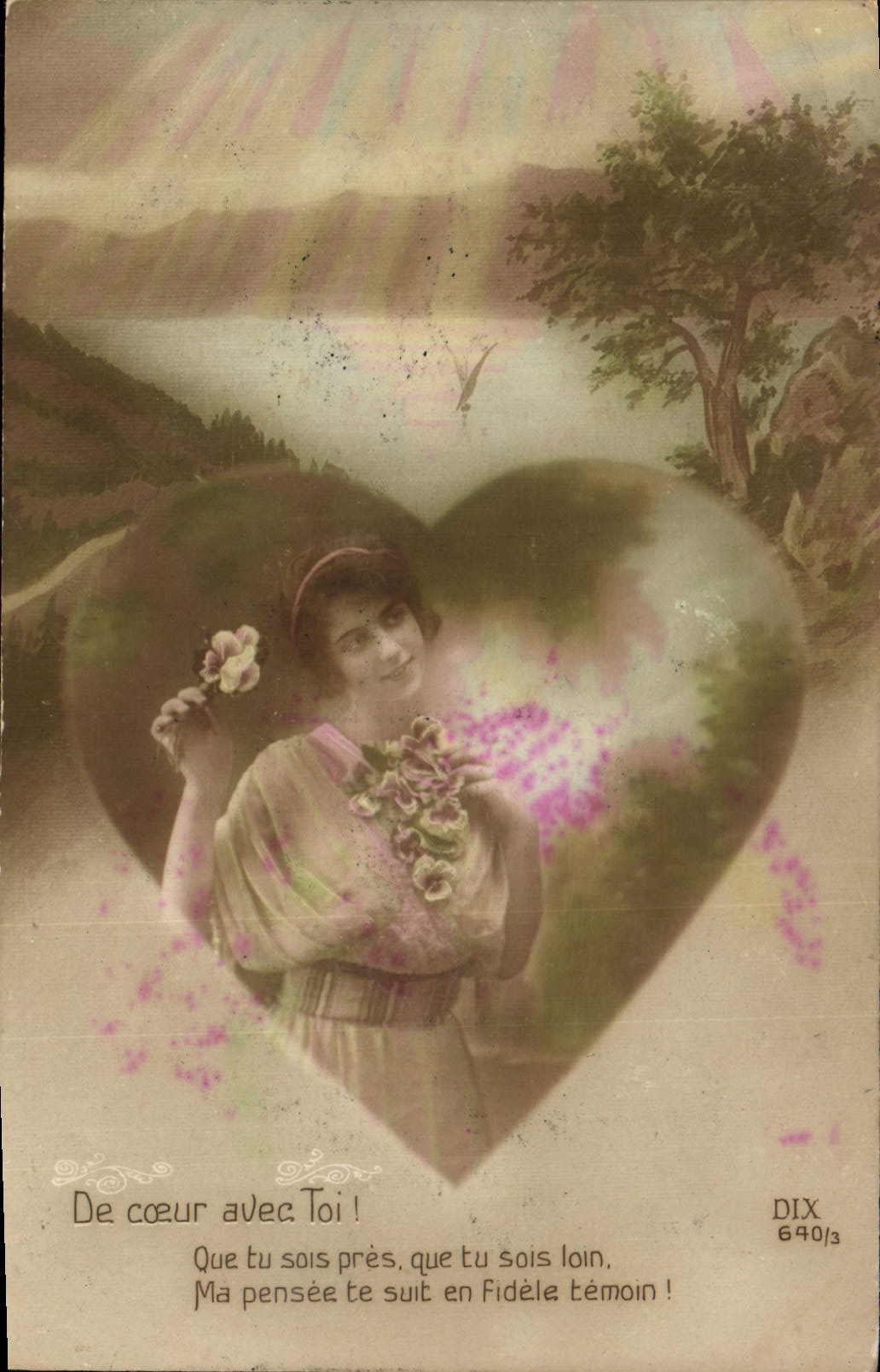 CPA Fantaisie Coeur Femme