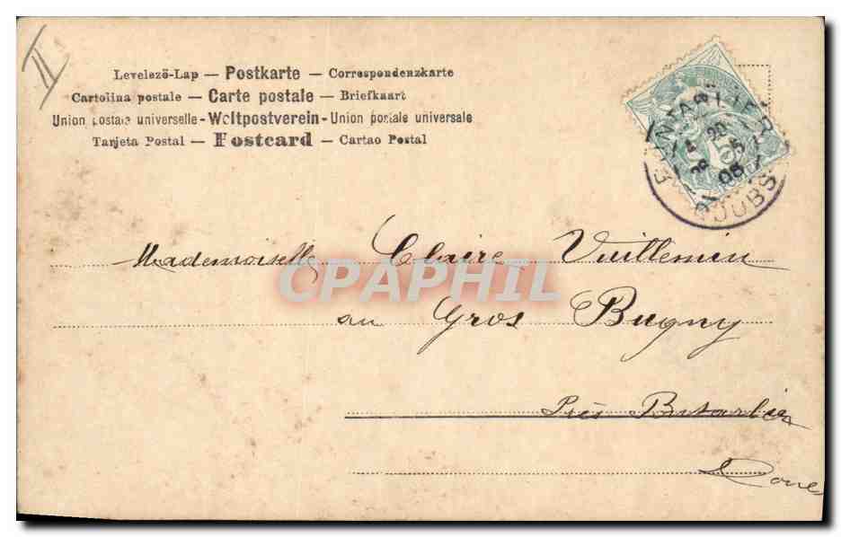 CPA Fantaisie Femme Lettres Lettre A — Rückseite