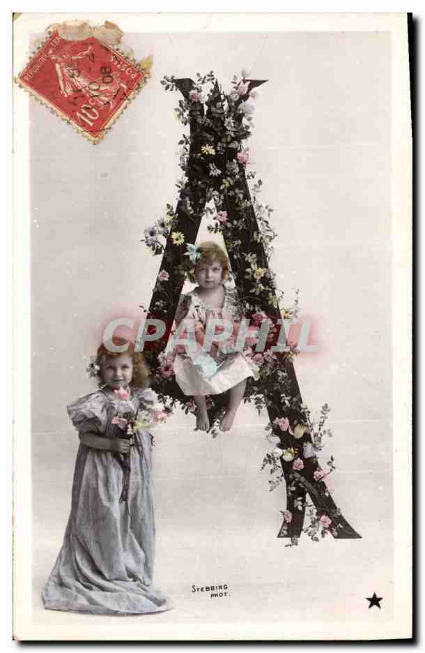 CPA Fantaisie Enfants Lettres Lettre A