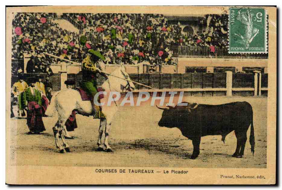 CPA Corrida Course de taureaux Le picador (carte toilee)