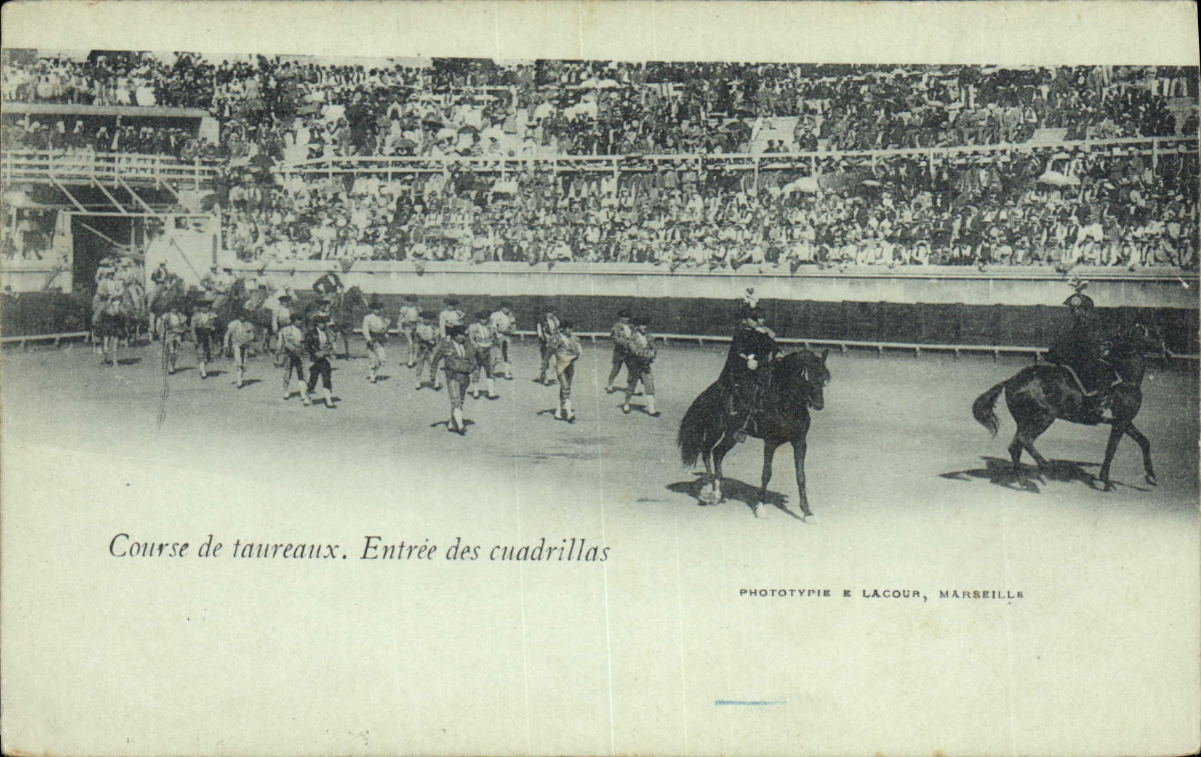 Course de taureaux — Entrée des cuadrillas — Phototypie E Lacour, Marseille