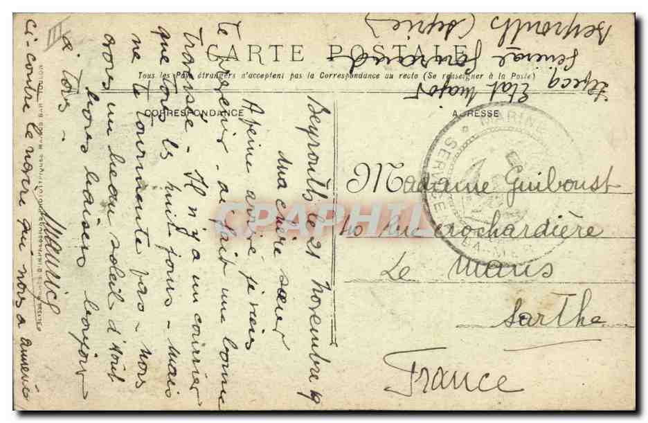 CPA Bateau de Guerre Waldeck Rousseau Croiseur Cuirasse  — Verso