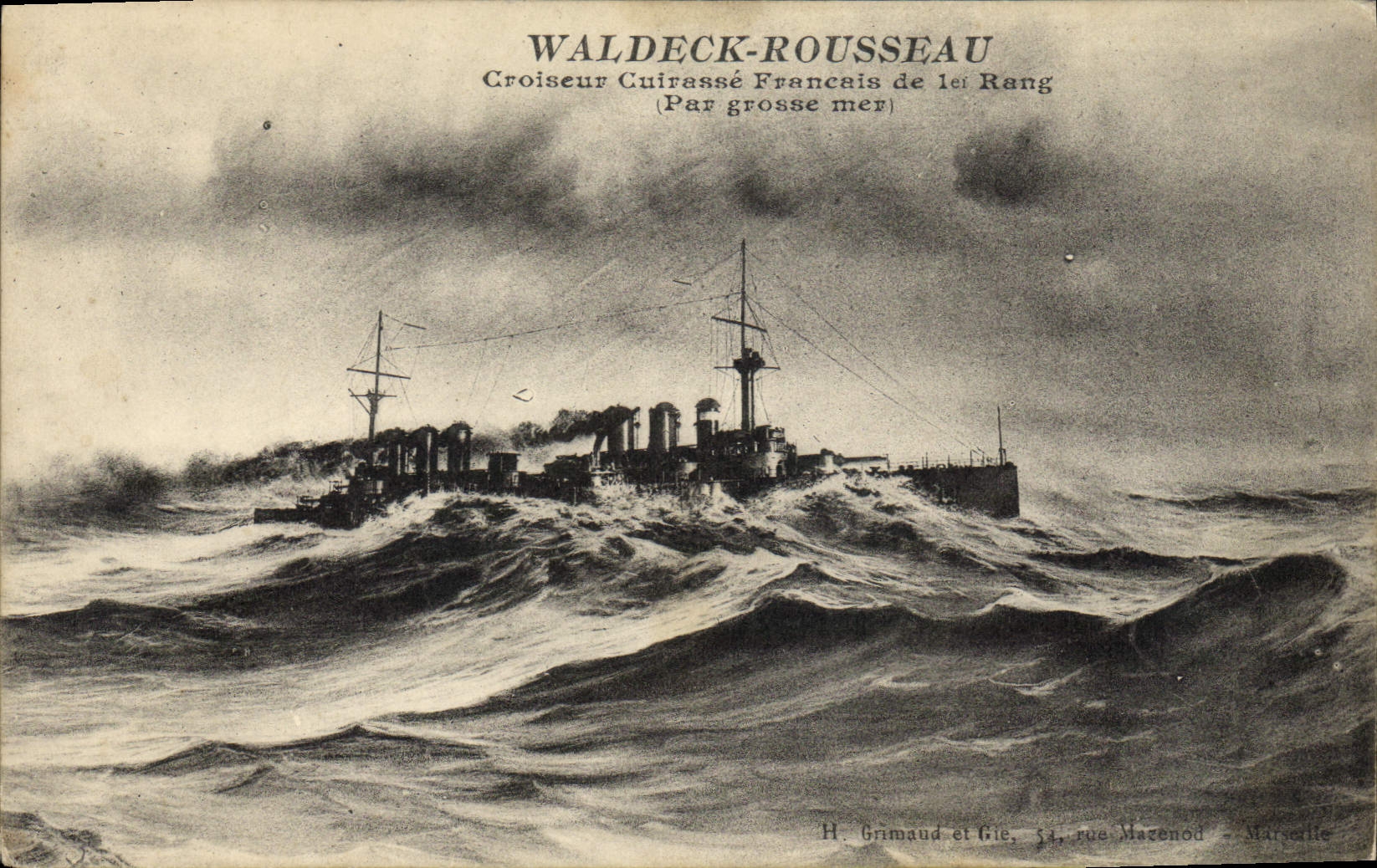 CPA Bateau de Guerre Waldeck Rousseau Croiseur Cuirasse de 1er rang 