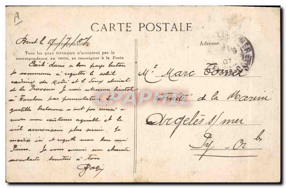 CPA Folklore Fileuse de Rosporden Cofife de travail et de deuil  — Verso
