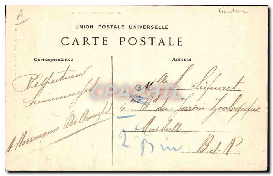 CPA Folklore Jeune fille de Pont Croix — Verso