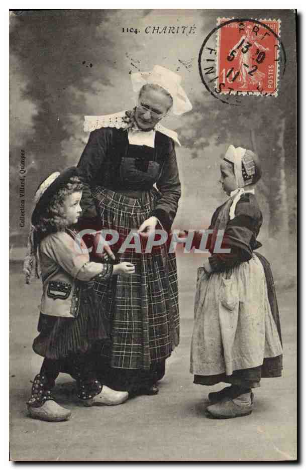 CPA Folklore Charite Grand Mere Enfants 