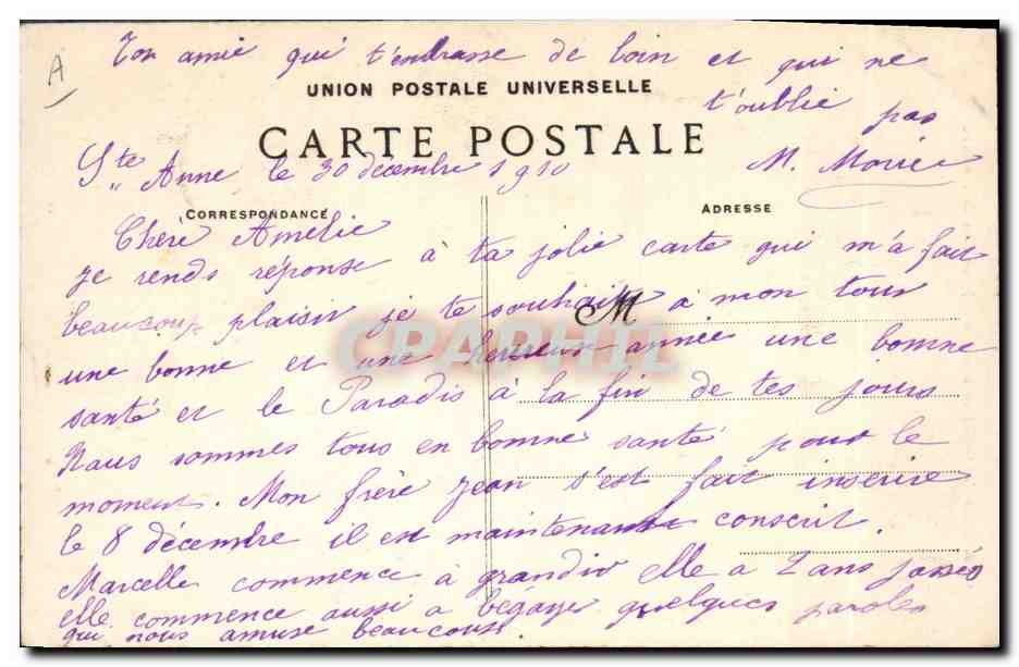 CPA Folklore Jeune fille de Bannalec — Verso