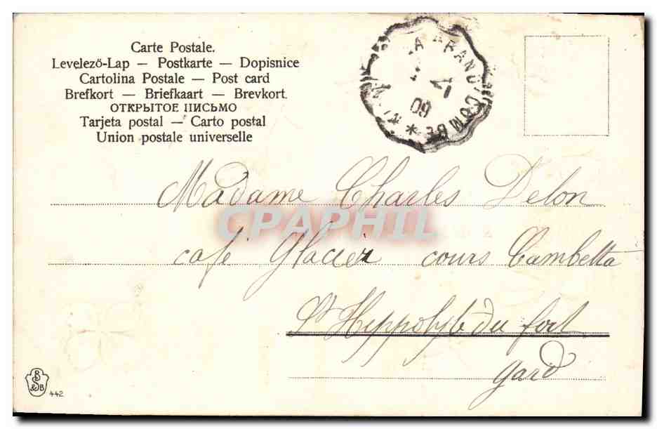 CPA Fantaisie Fleurs Trefles — Verso