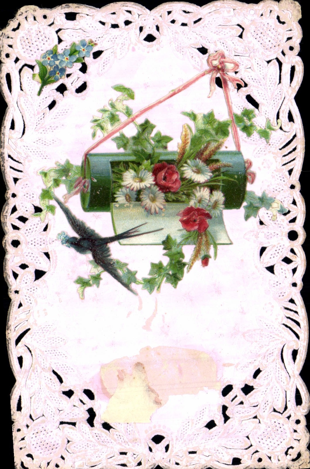 CPA Fantaisie Brodée Fleurs 