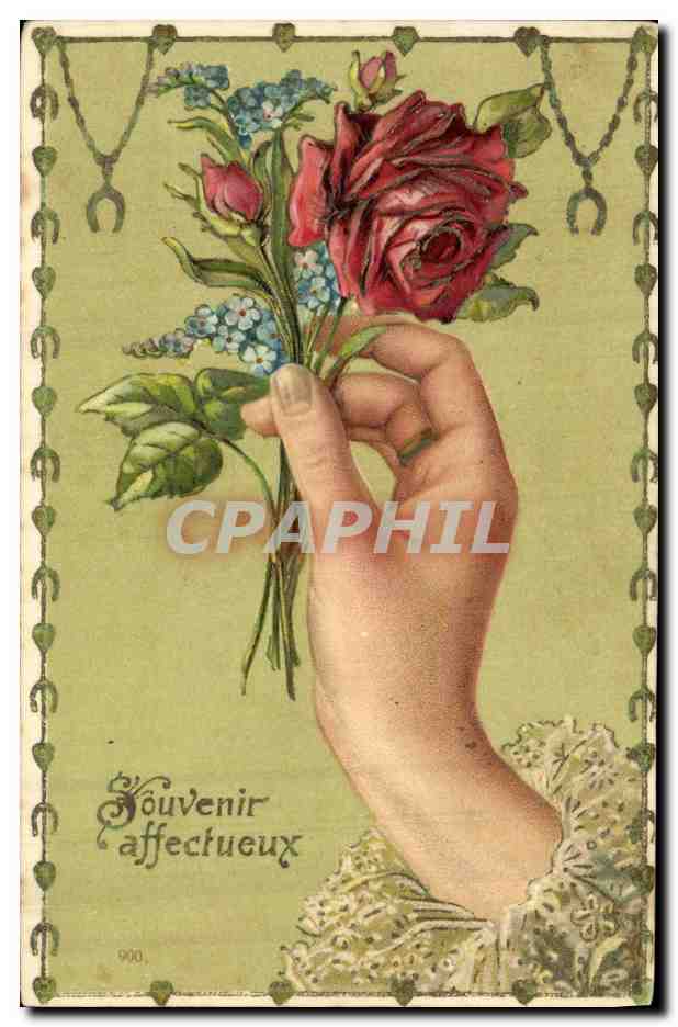 CPA Fantaisie Fleurs Main