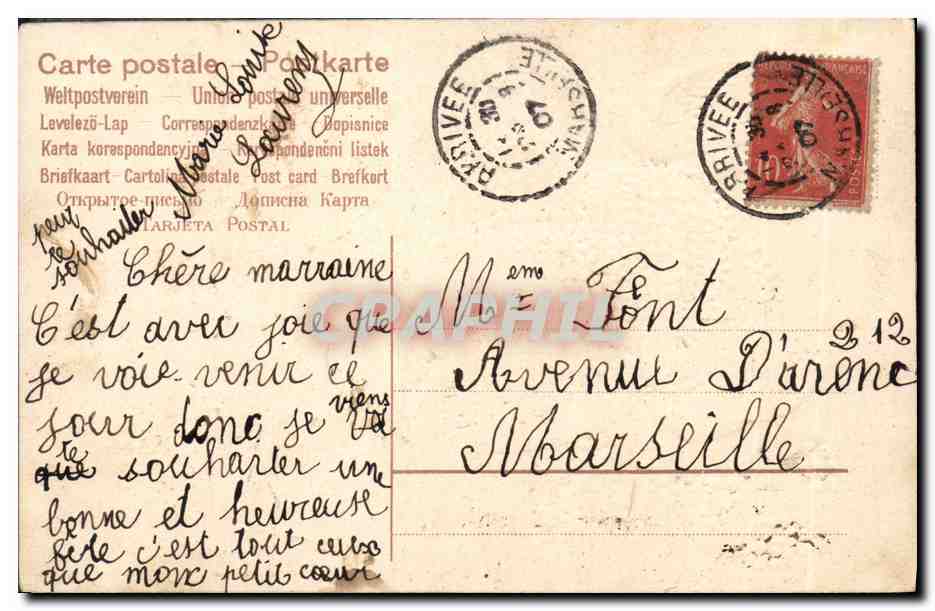 CPA Fantaisie Fleurs Ange Colombes — Verso