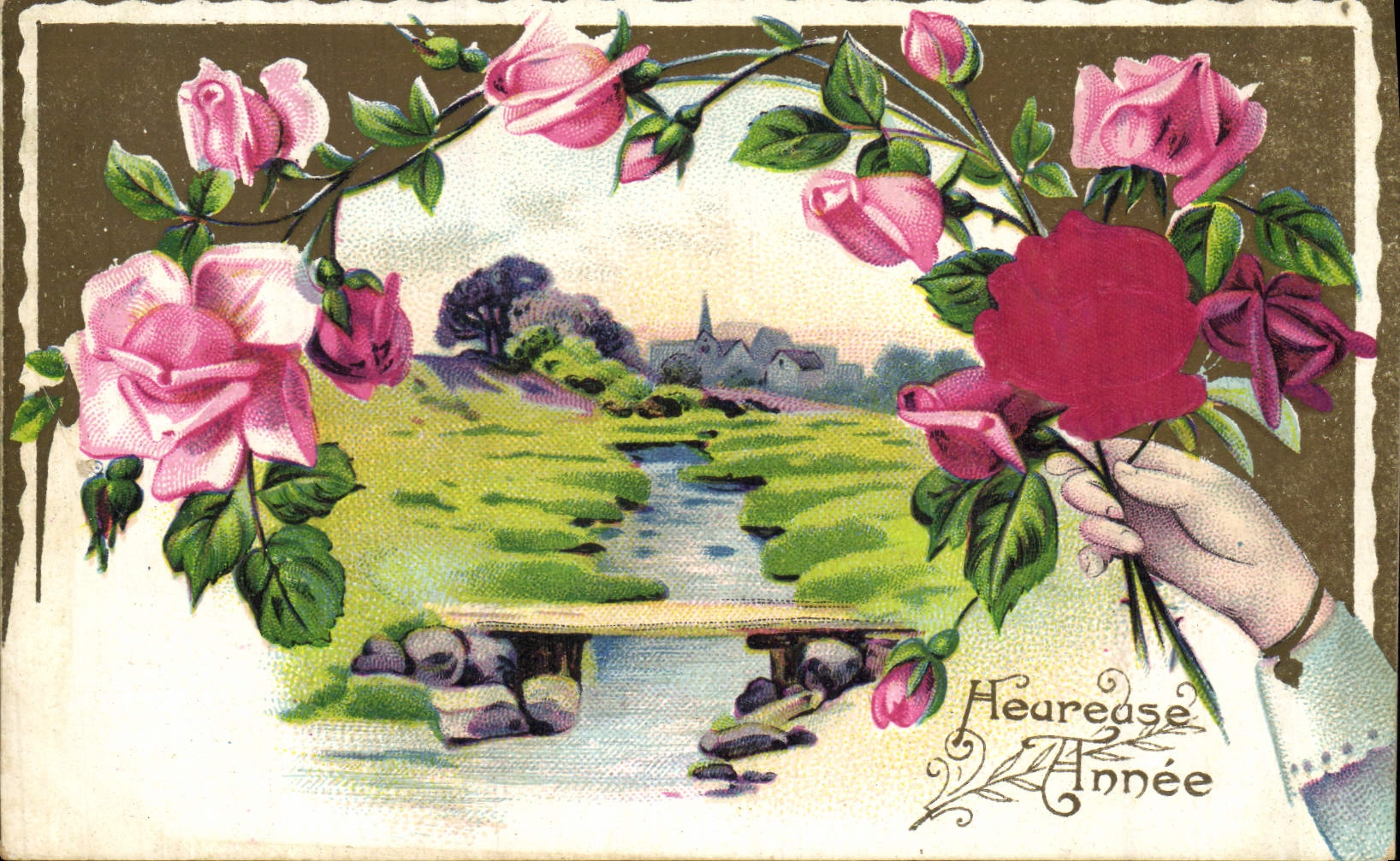 CPA Fantaisie Fleurs Main