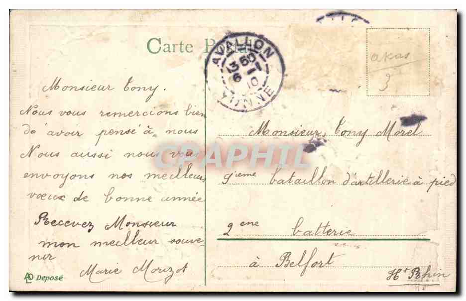 CPA Fantaisie Fleurs Oiseau — Rückseite