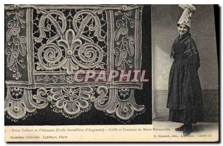 CPA Folklore Dentelle Ecole Dentelliere d'Argentan Point Colbert et d'Alencon Normandie