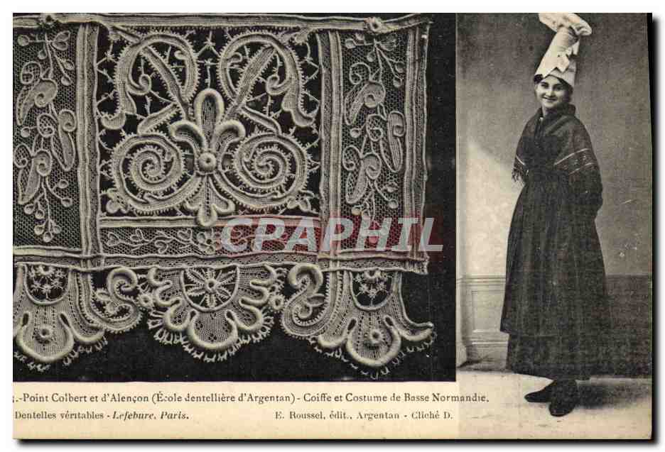 CPA Folklore Dentelle Ecole Dentelliere d'Argentan Point Colbert et d'Alencon Normandie 