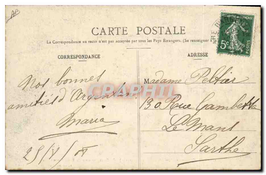 CPA Folklore Dentelle Ecole Dentelliere d'Argentan Point d'Argentan — Verso