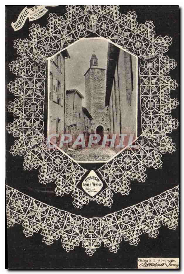 CPA Folklore Dentelle Dentelliere Craponne Le donjon de Craponne