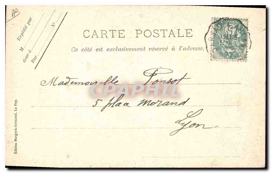 CPA Folklore Dentelle Dentelliere Craponne Le donjon de Craponne — Verso