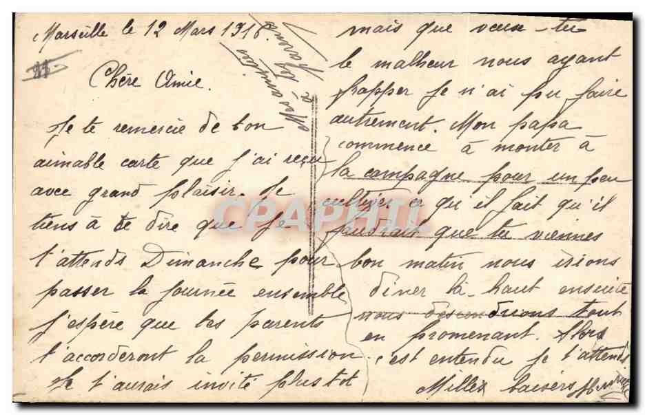 CPA Fantaisie Le langage du timbre Semeuse — Verso