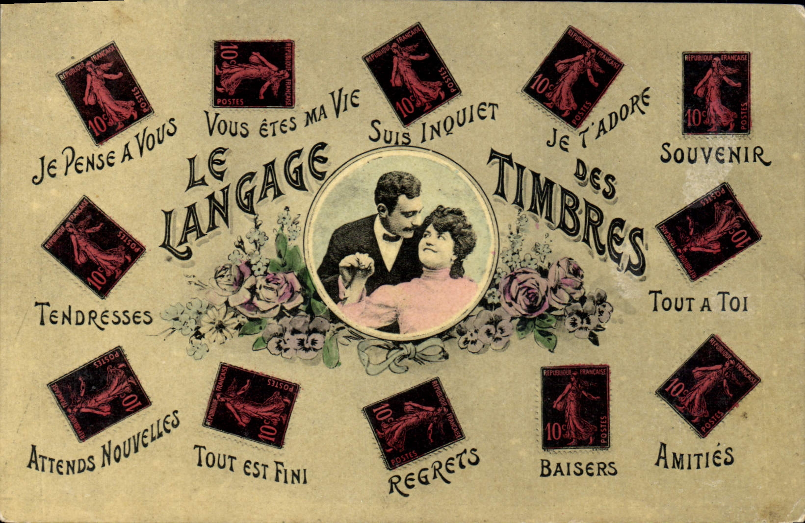 CPA Fantaisie Le langage des timbres Semeuse