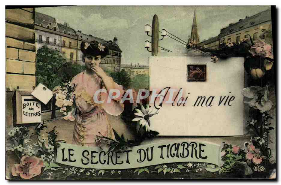 CPA Fantaisie Le langage du timbre Semeuse Femme 