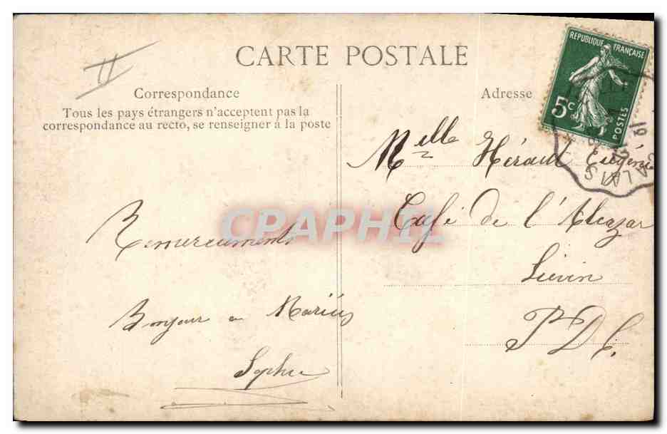CPA Fantaisie Le langage du timbre Semeuse Femme  — Verso