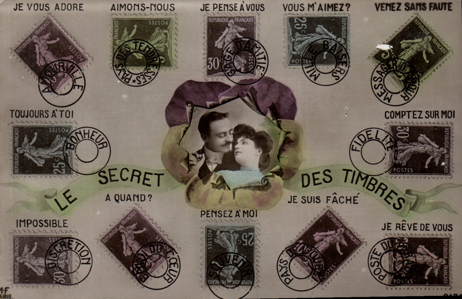 CPA Fantaisie Le langage des timbres Semeuse