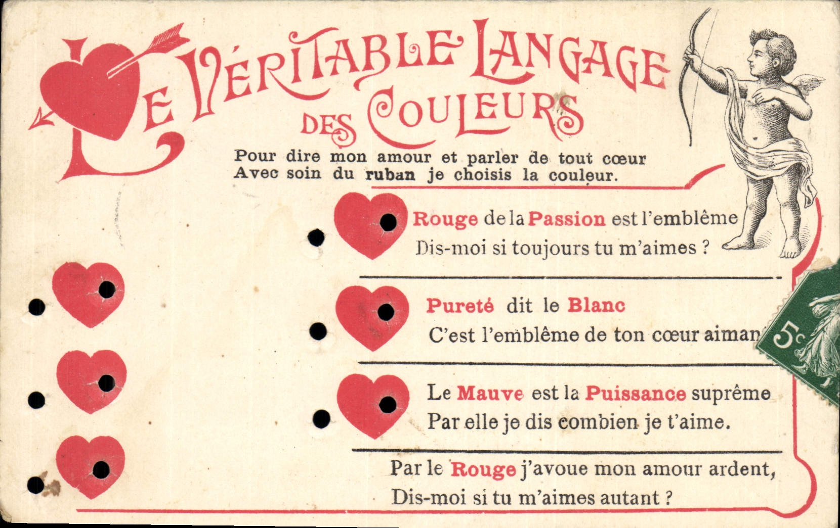 CPA Fantaisie Le langage des couleurs Ange Coeur