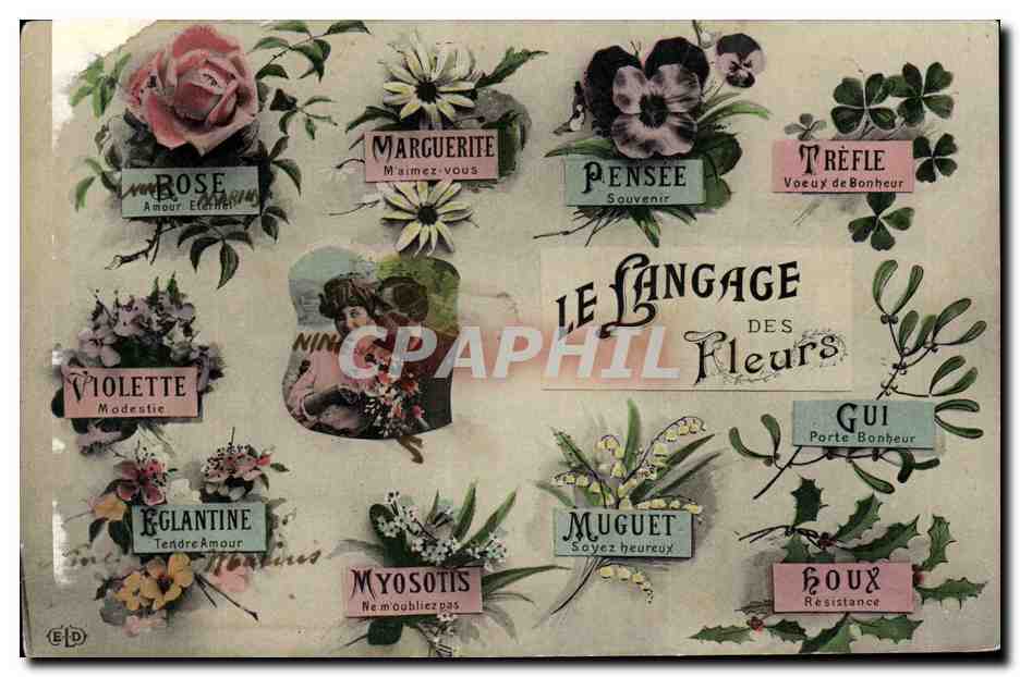 CPA Fantaisie Le langage des fleurs