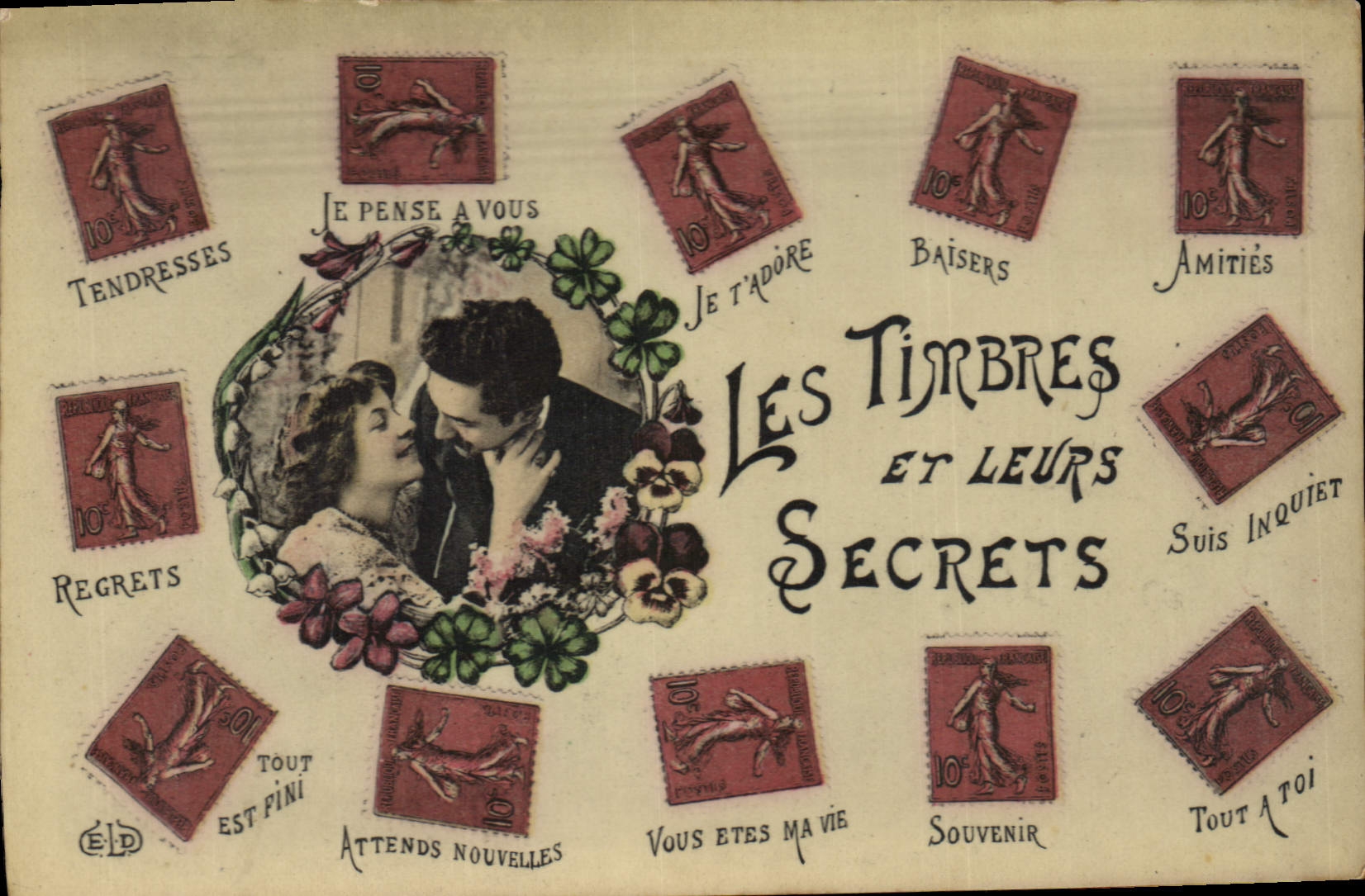 CPA Fantaisie Le langage des timbres et leurs secrets Semeuse