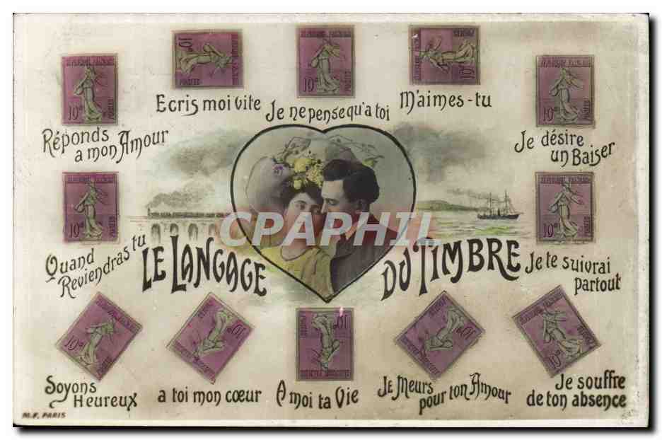 CPA Fantaisie Le langage du timbre Semeuse 