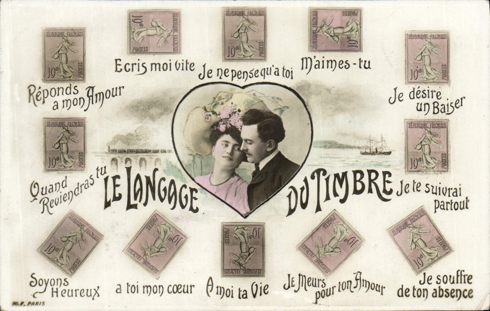 CPA Fantaisie Le langage du timbre Semeuse 