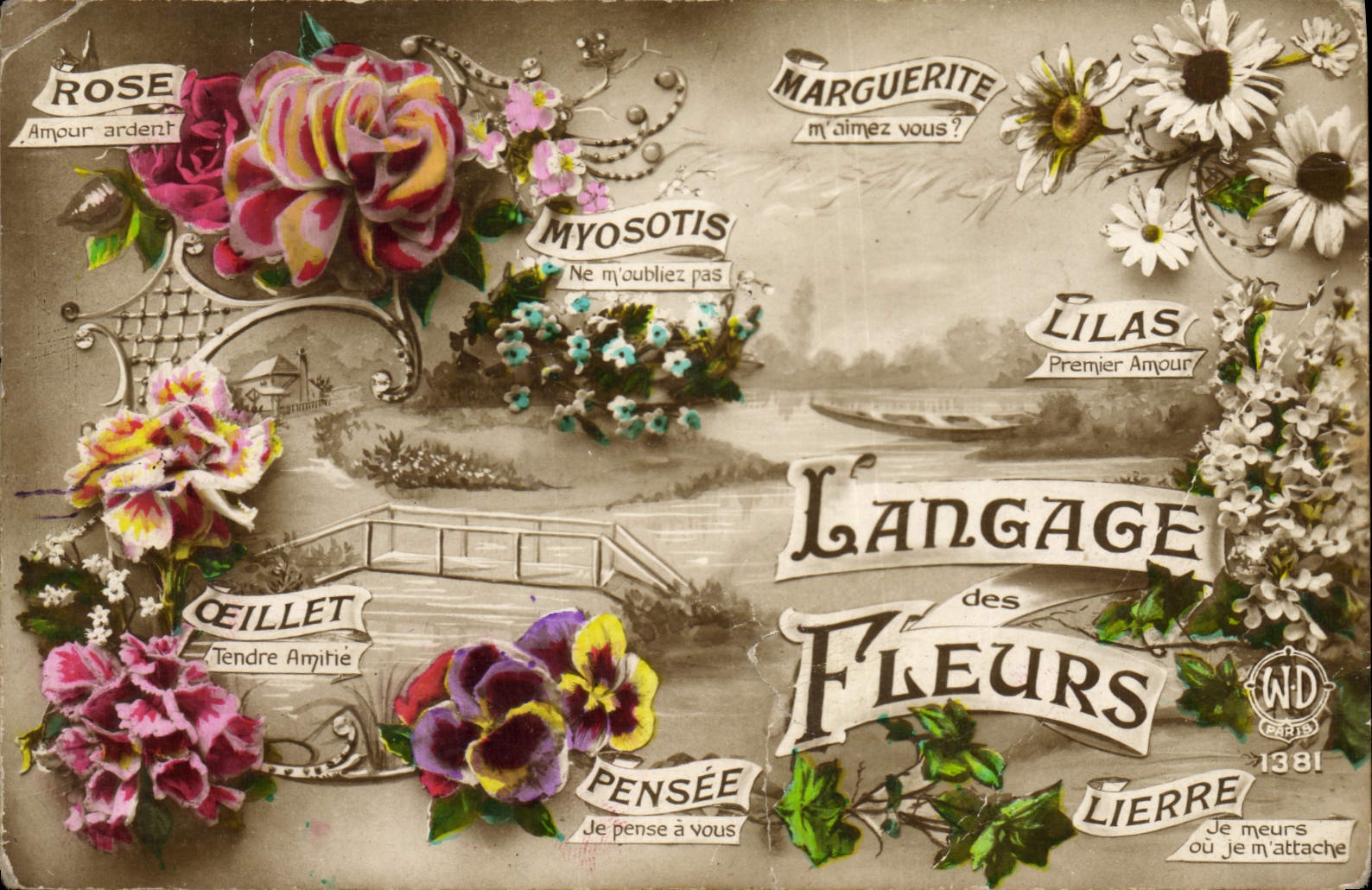 CPA Fantaisie Le langage des fleurs