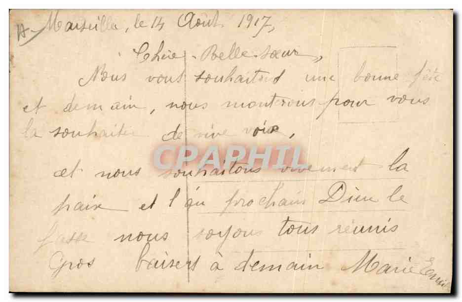 CPA Fantaisie Le langage des rubans Femme — Verso
