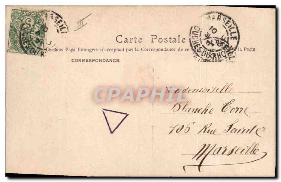 La Marguerite du 1er Avril — carte postale décorative avec motif floral de poissons et portrait central — éditeur J.-F. Paris, n° 38315045 — Verso