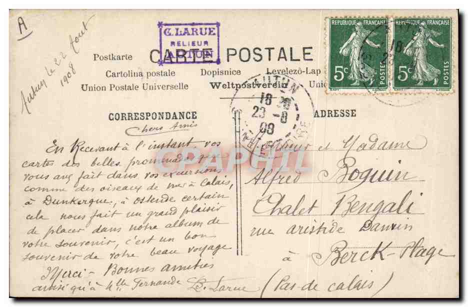 Rendez-vous — Marquez de 2 flèches indiquant l'heure — M.F. n°308 — Reverso