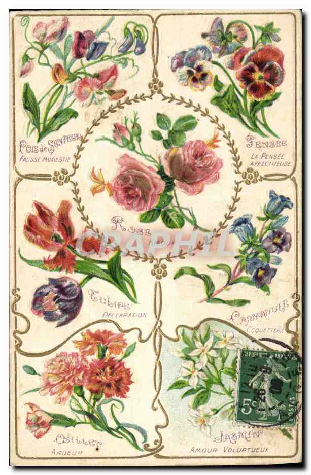 CPA Fantaisie Le langage des Fleurs