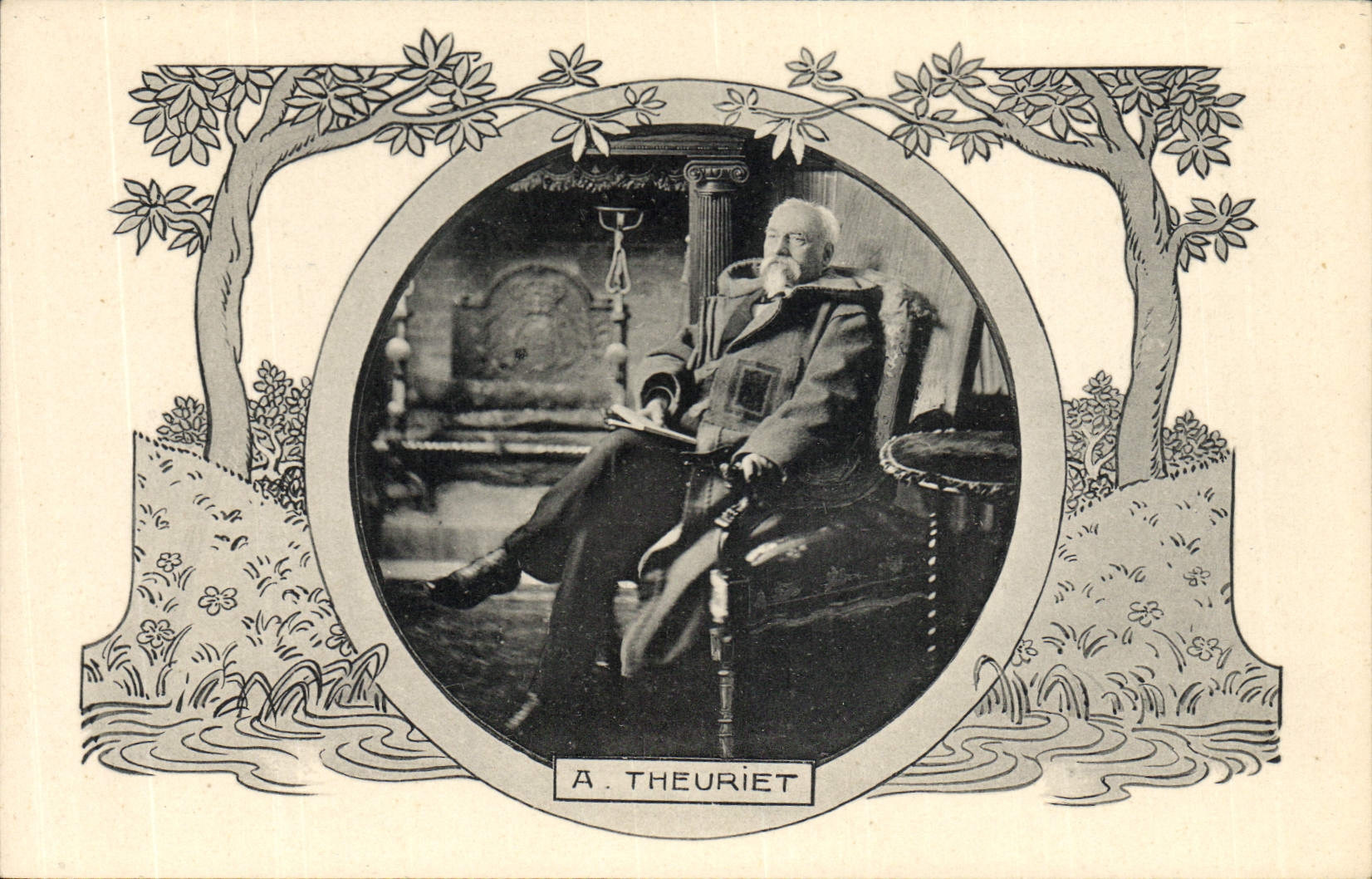 A. Theuriet — Portrait en noir et blanc dans cadre circulaire — Les Annales Politiques et Littéraires - Recto