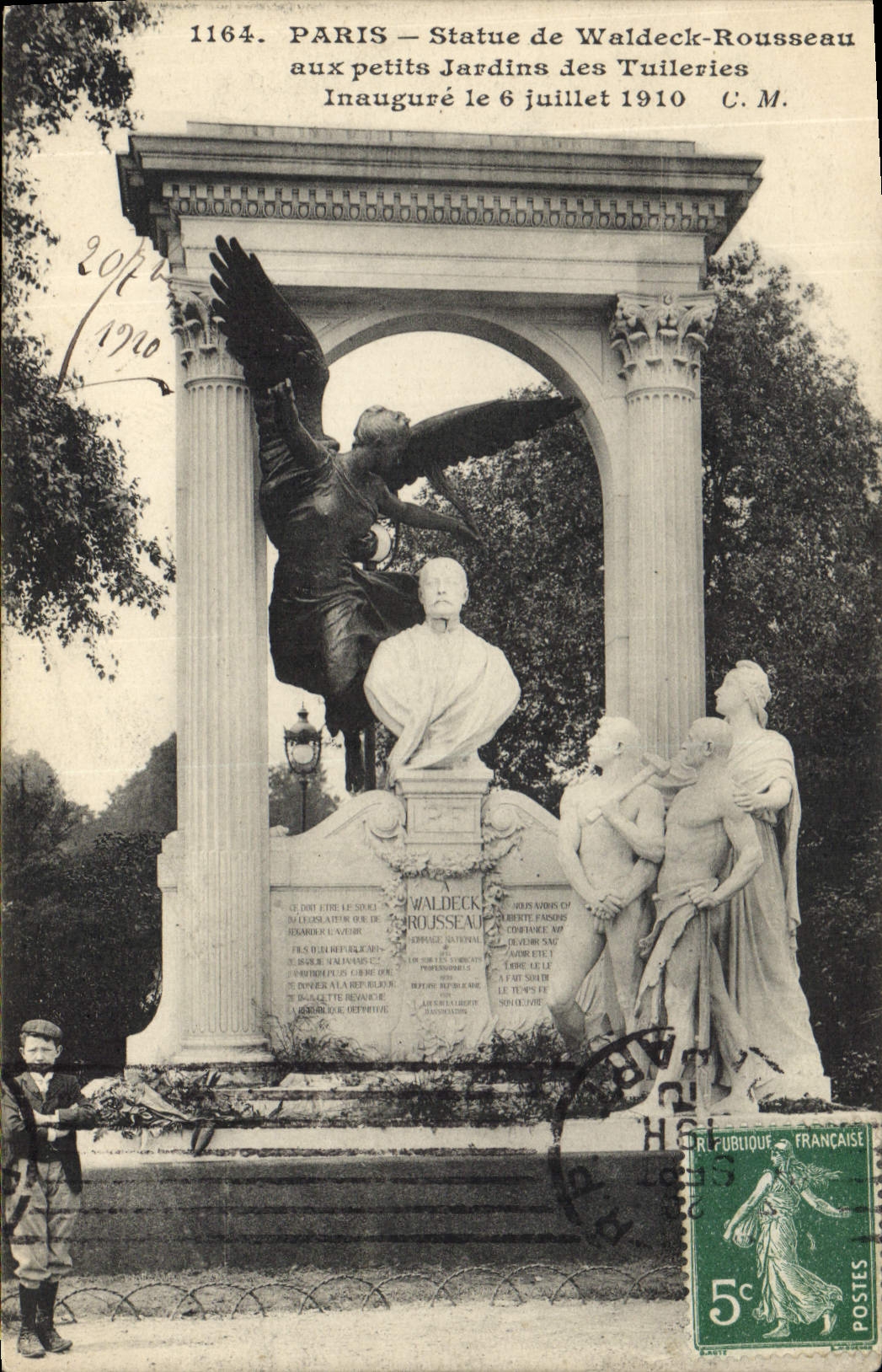 CPA Paris Statue de Waldeck Rousseau aux petits jardins des Tuileries inauguree le 6 juillet 1910 