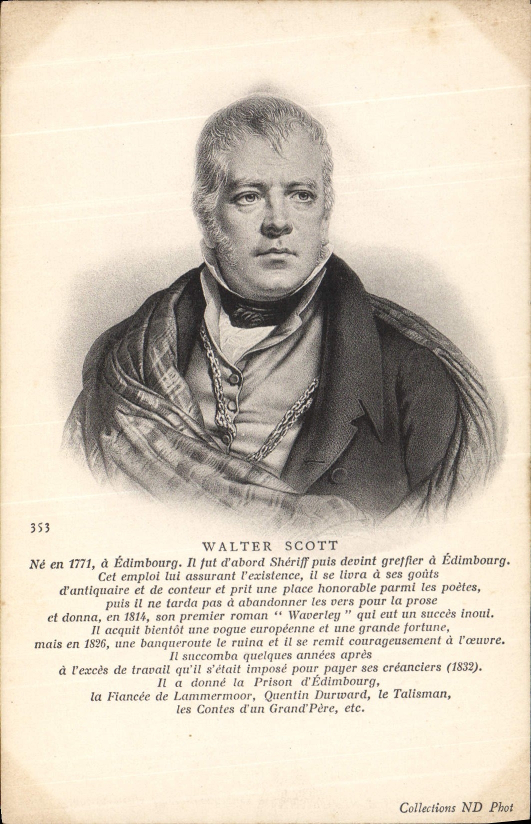 Walter Scott — portrait gravé — Collections ND Phot, n° 353