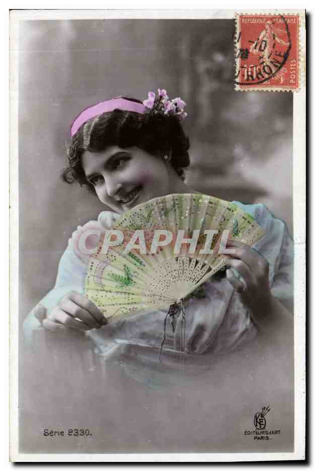 Smiling Young Woman with Fan — Publisher Art Paris, series 2330