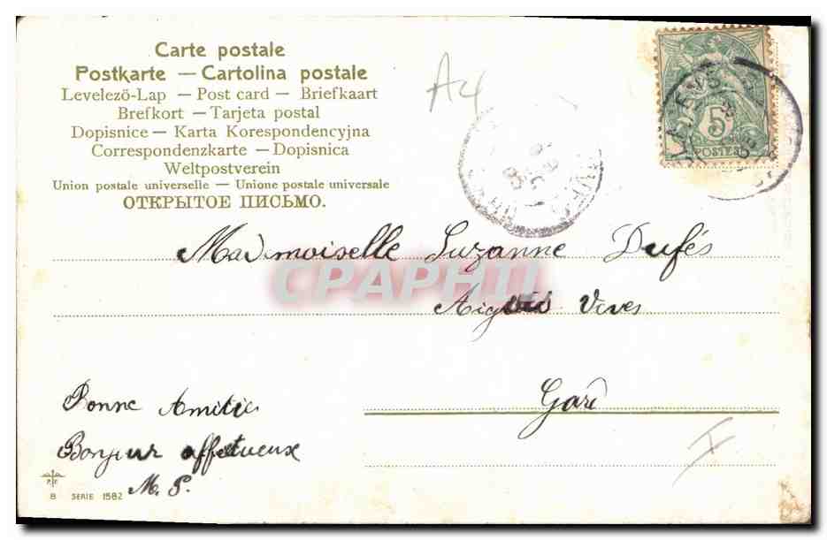 Je t'admire en vérité — Votre tendre beauté — série 1582, éditeur anonyme — Verso