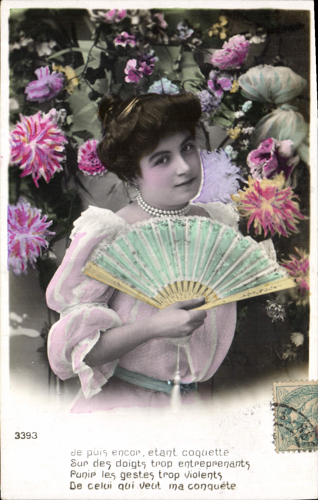Coquettish Young Woman — Punishment for Too Violent Gestures — Unidentified Publisher, No. 3393