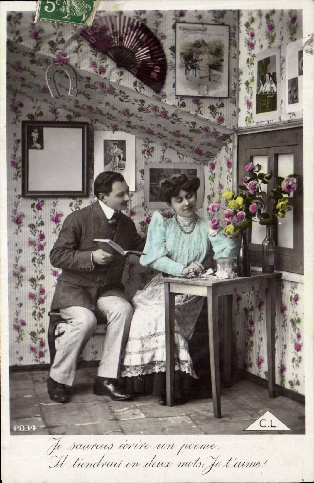 Couple en intérieur — scène amoureuse — C.L. n°2034