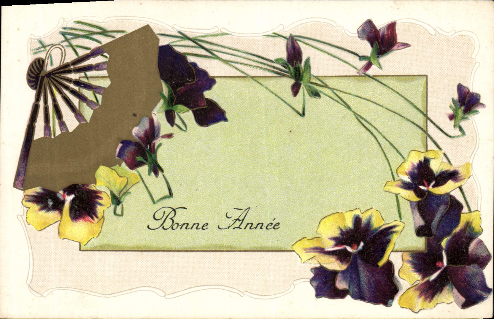 CPA Fantaisie Fleurs Eventail 