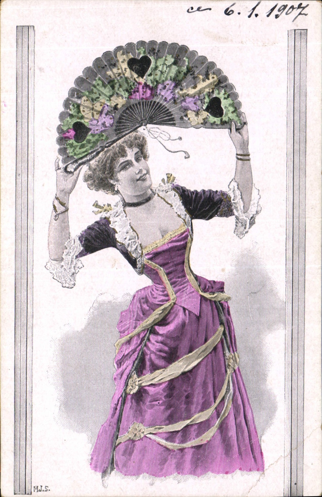 CPA Fantaisie Femme Eventail 